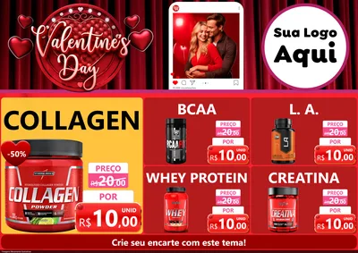 Modelo de Encarte para Encarte A4 Horizontal com o tema Valentine's Day para Suplementos alimentares