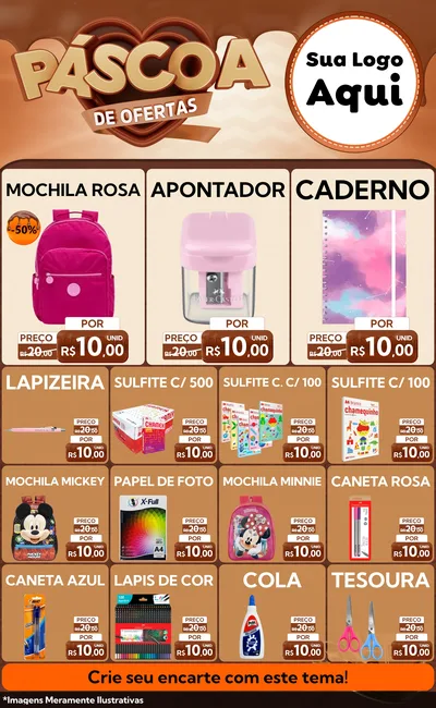 Modelo de Encarte para Encarte Grande com o tema Páscoa de Ofertas para Papelaria