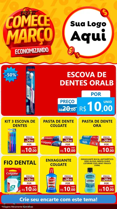 Modelo de Rede Social para Stories com o tema Comece Março Economizando para Higiene Pessoal