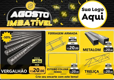 Modelo de Encarte para Encarte A4 Horizontal com o tema Agosto Imbatível para Ferragens