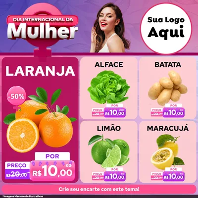 Modelo de Rede Social para Feed Facebook com o tema Dia Internacional da Mulher para Hortifrúti