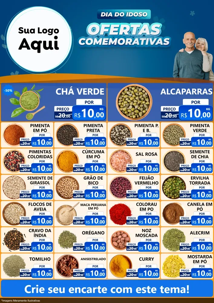 Modelo de Encarte para Encarte A4 Vertical com o tema Dia do Idoso para Produtos Naturais