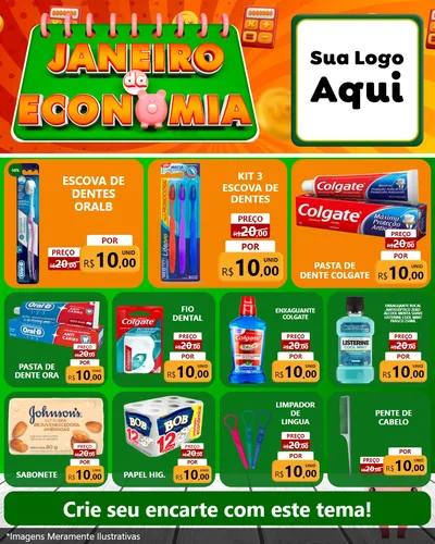 Modelo de Rede Social para Feed Instagram com o tema Janeiro da Economia para Higiene Pessoal