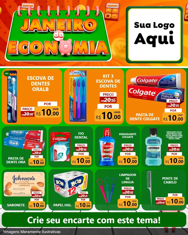 Modelo de Rede Social para Feed Instagram com o tema Janeiro da Economia para Higiene Pessoal