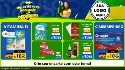 Modelo de TV para TV Horizontal com o tema Ofertas Proclamação da República para Farmácia