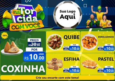 Modelo de Encarte para Encarte A4 Horizontal com o tema Na Torcida Com Você - Copa para Salgadaria