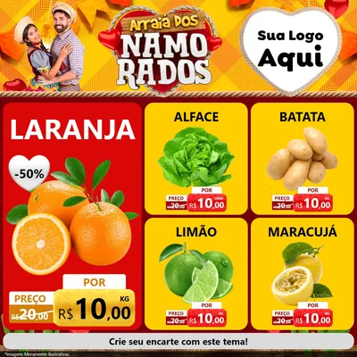 Modelo de Rede Social para Feed Facebook com o tema Arraiá dos Namorados para Hortifrúti