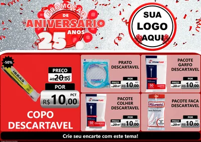 Modelo de Encarte para Encarte A4 Horizontal com o tema Promoção de Aniversário - 25Anos para Embalagens