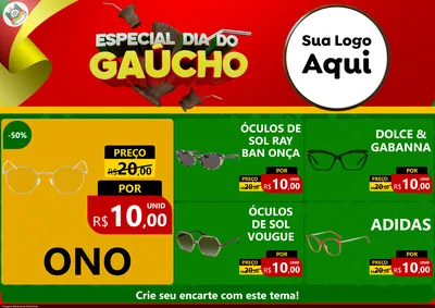 Modelo de Encarte para Encarte A4 Horizontal com o tema Especial Dia do Gaúcho para Óticas