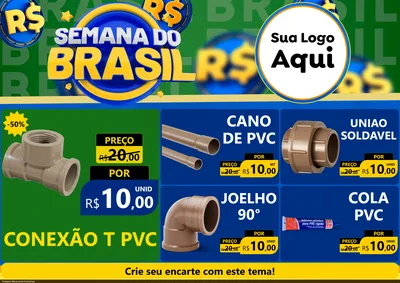 Modelo de Encarte para Encarte A4 Horizontal com o tema Semana Do Brasil para Tubos e conexões