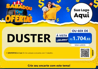 Modelo de Cartaz para Cartaz A4 Horizontal com o tema Sabadou de Ofertas para Concessionaria de Carros