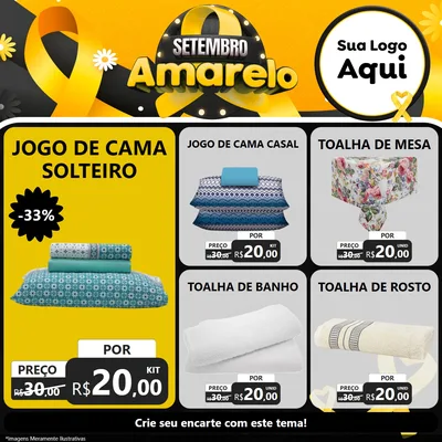 Modelo de Rede Social para Feed Facebook com o tema Setembro Amarelo para Cama, Mesa e Banho