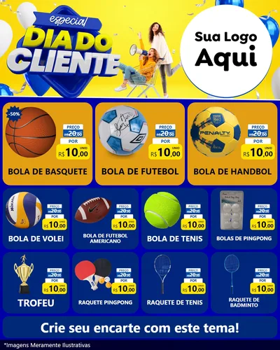 Modelo de Rede Social para Feed Instagram com o tema Especial Dia do Cliente para Artigos Esportivos