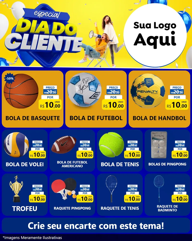 Modelo de Rede Social para Feed Instagram com o tema Especial Dia do Cliente para Artigos Esportivos