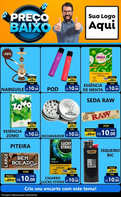 Modelo de Encarte para Encarte Grande com o tema Preço Baixo para Tabacaria