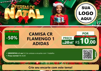 Modelo de Cartaz para Cartaz A4 Horizontal com o tema Ofertas de Natal para Roupas e acessórios
