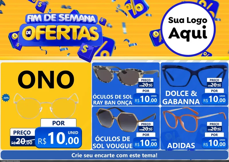 Modelo de Encarte para Encarte A4 Horizontal com o tema Fim de Semana de Ofertas para Óticas