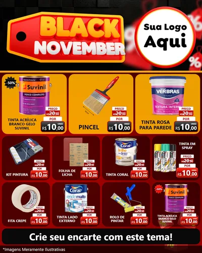 Modelo de Rede Social para Feed Instagram com o tema Black November para Tintas e Ferramentas