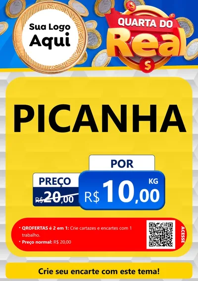 Modelo de Cartaz para Cartaz A4 Vertical com o tema Quarta do Real para Açougue