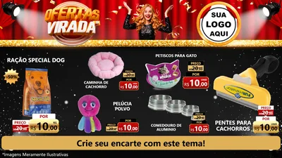 Modelo de TV para TV Horizontal com o tema Ofertas da Virada para Pet Shop