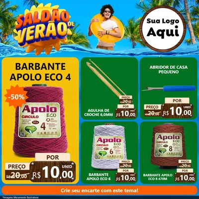 Modelo de Rede Social para Feed Facebook com o tema Saldão de Verão para Armarinho e Aviamentos