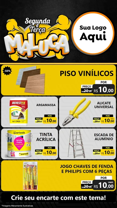 Modelo de TV para TV Vertical com o tema Segunda e Terça Maluca para Material para Construção