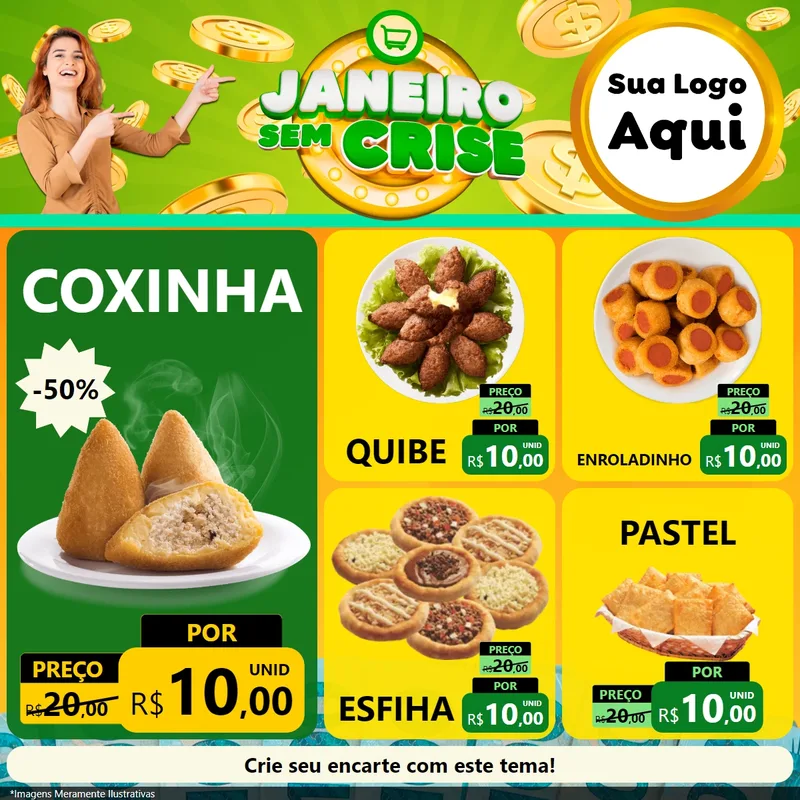 Modelo de Rede Social para Feed Facebook com o tema Janeiro Sem Crise para Salgadaria