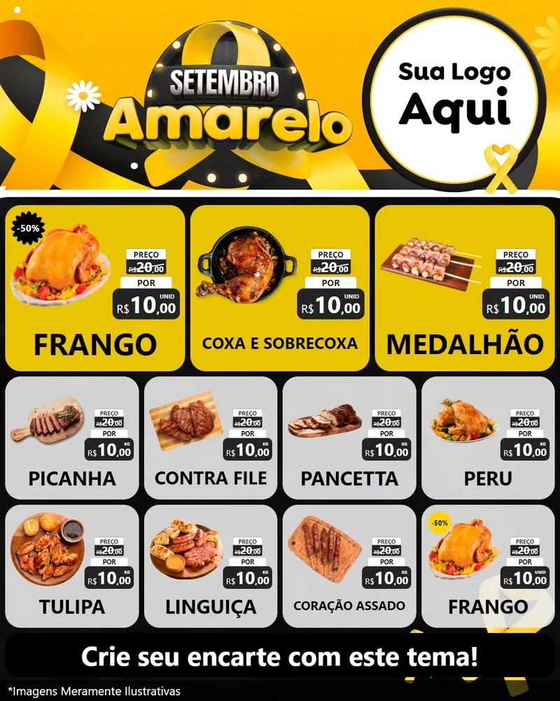 Modelo de Rede Social para Feed Instagram com o tema Setembro Amarelo para Assados