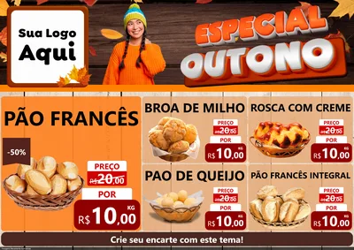 Modelo de Encarte para Encarte A4 Horizontal com o tema Especial Outono para Padaria