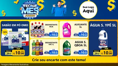 Modelo de TV para TV Horizontal com o tema Operação Fecha Mês, Junho para Produtos de Limpeza