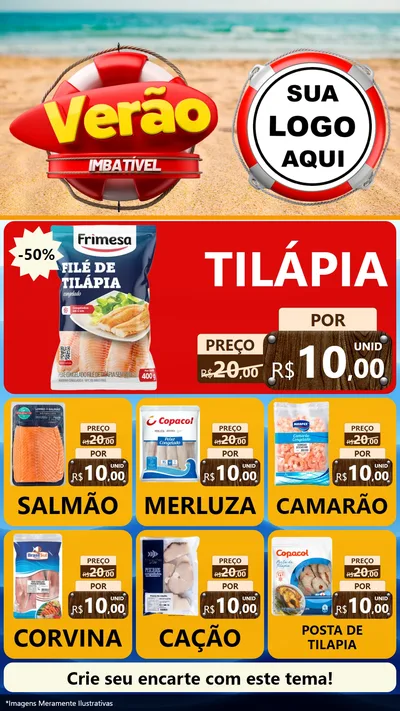 Modelo de Rede Social para Stories com o tema Verão Imbatível para Peixaria