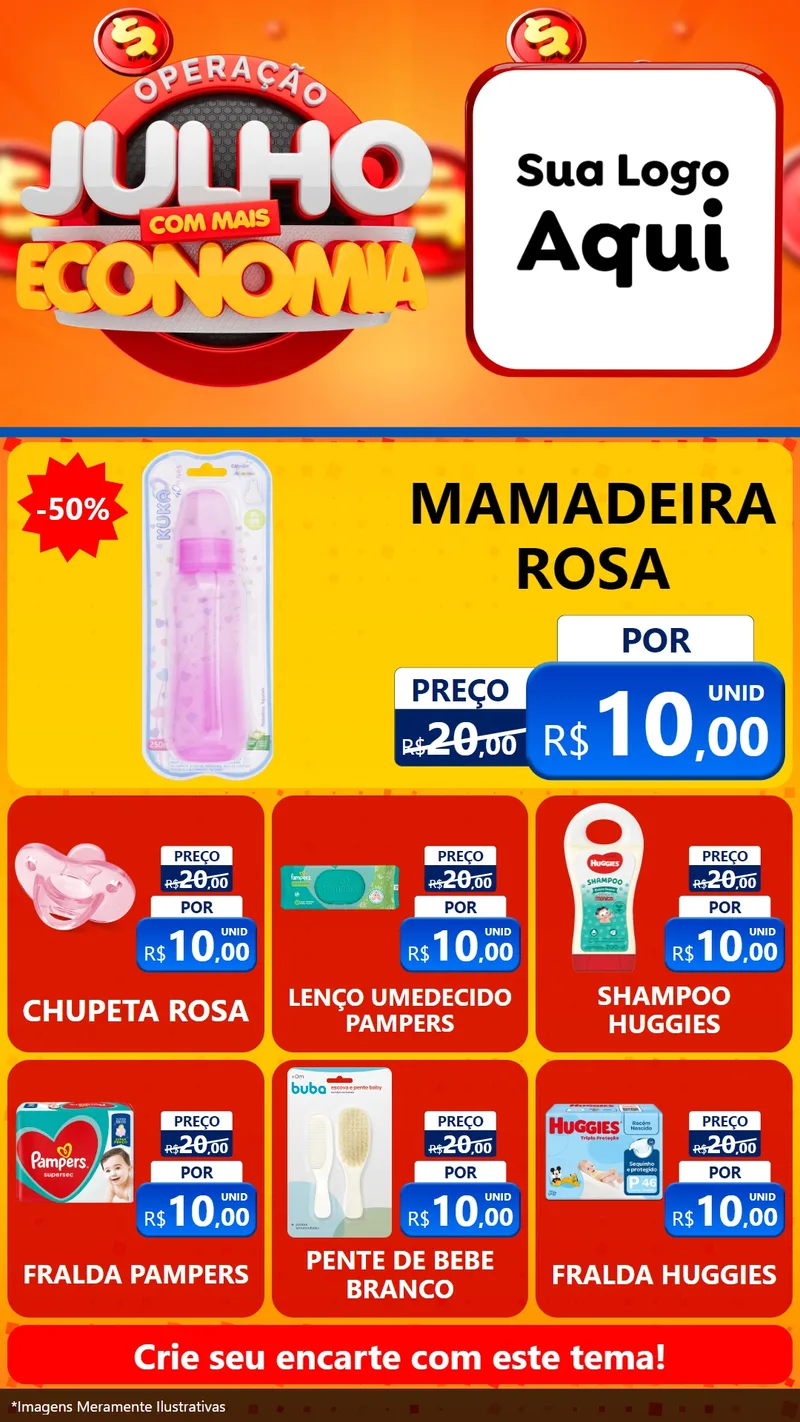 Modelo de Rede Social para Stories com o tema Operação Julho Com Mais Economia para Bebês