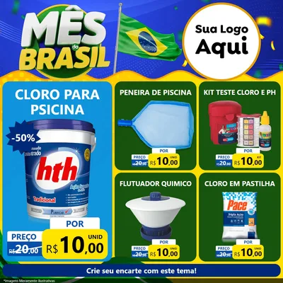 Modelo de Rede Social para Feed Facebook com o tema Mês do Brasil para Produtos para Piscina