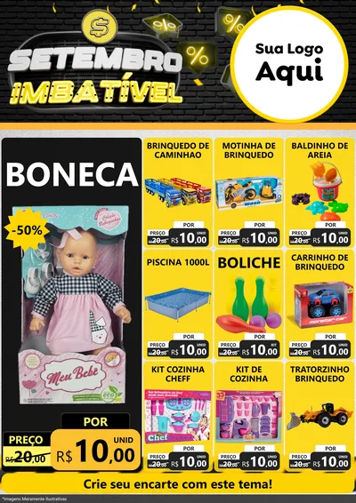 Modelo de Encarte para Encarte A4 Vertical com o tema Setembro Imbatível para Brinquedos
