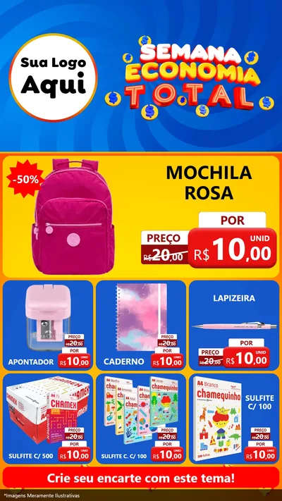 Modelo de Rede Social para Stories com o tema Semana Economia Total para Papelaria