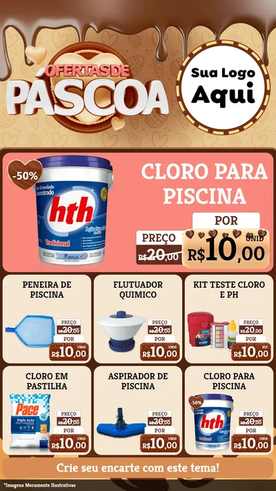Modelo de Rede Social para Stories com o tema Ofertas de Páscoa para Produtos para Piscina