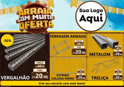 Modelo de Encarte para Encarte A4 Horizontal com o tema Ofertas de São João - Junina para Ferragens