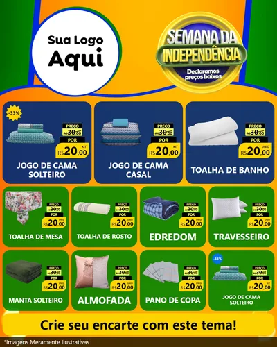 Modelo de Rede Social para Feed Instagram com o tema Semana da Independência Declaramos Preços Baixos para Cama, Mesa e Banho