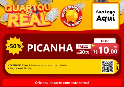 Modelo de Cartaz para Cartaz A4 Horizontal com o tema Quartou do Real para Açougue