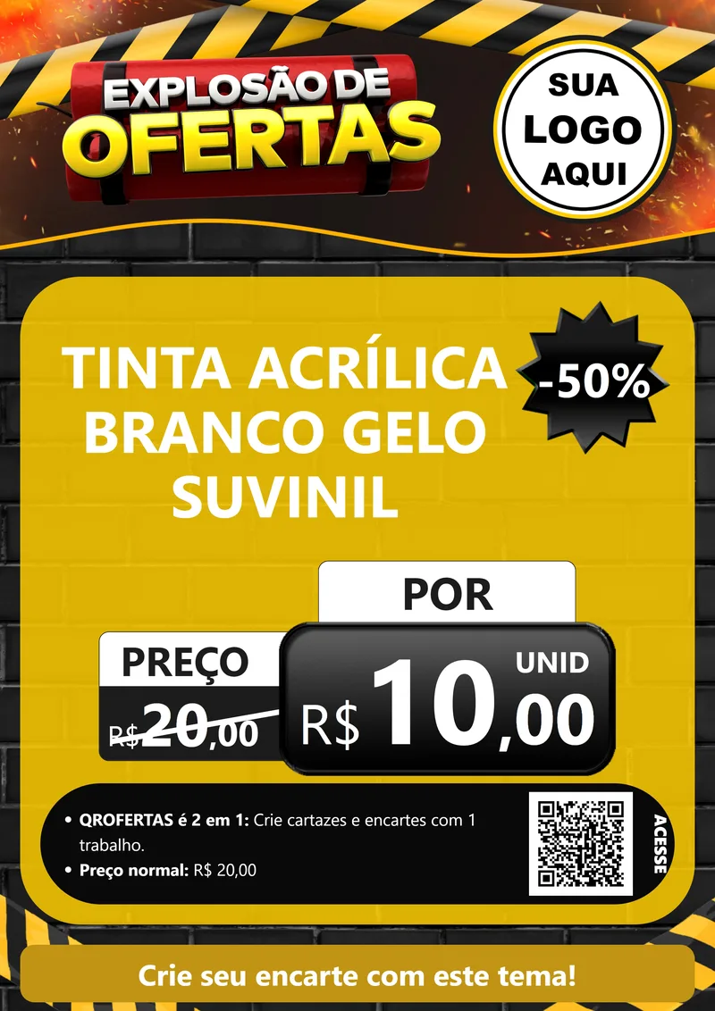 Modelo de Cartaz para Cartaz A4 Vertical com o tema Explosão de Ofertas para Tintas e Ferramentas