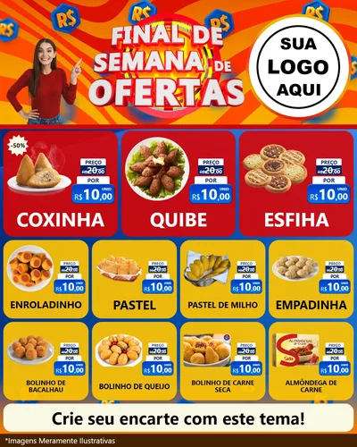 Modelo de Rede Social para Feed Instagram com o tema Final de Semana de Ofertas para Salgadaria