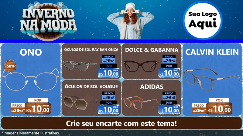 Modelo de TV para TV Horizontal com o tema Inverno na Moda para Óticas