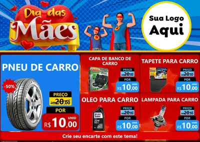 Modelo de Encarte para Encarte A4 Horizontal com o tema Dia das Mães para Auto peças