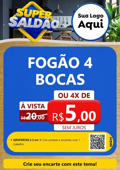 Modelo de Cartaz para Cartaz A4 Vertical com o tema Super Saldão para Móveis e Eletro