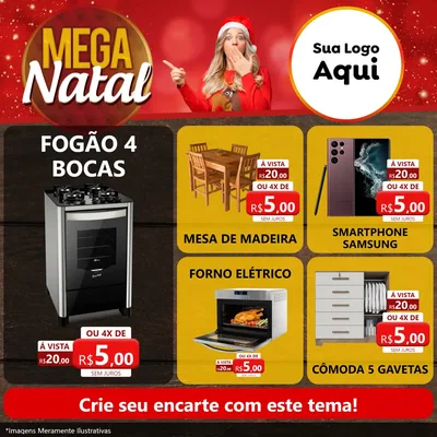 Modelo de Rede Social para Feed Facebook com o tema Mega Natal para Móveis e Eletro
