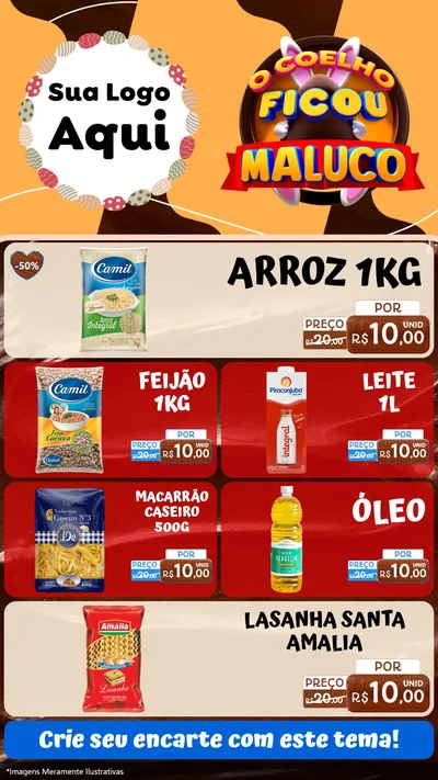Modelo de TV para TV Vertical com o tema O Coelho Ficou Maluco - Páscoa para Supermercado