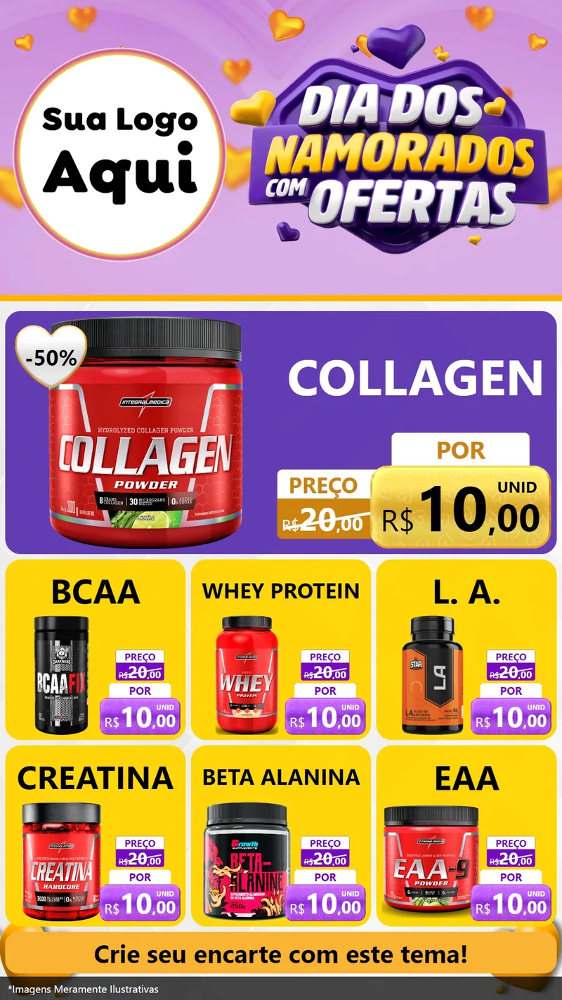 Modelo de Rede Social para Stories com o tema Dia Dos Namorados Com Ofertas para Suplementos alimentares