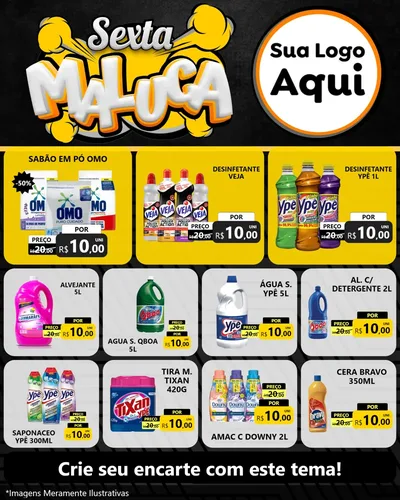 Modelo de Rede Social para Feed Instagram com o tema Sexta Maluca para Produtos de Limpeza