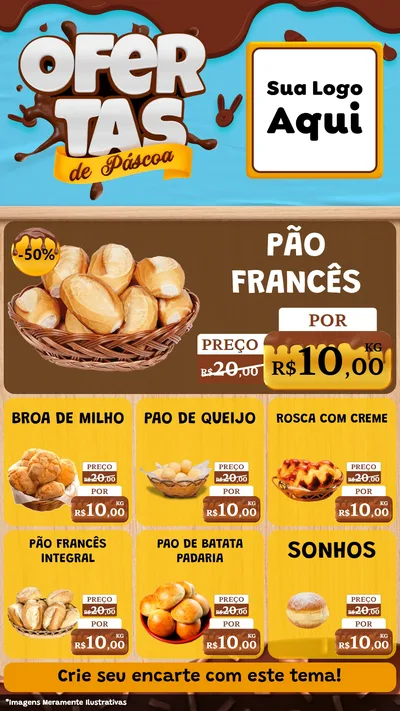 Modelo de Rede Social para Stories com o tema Ofertas de Páscoa para Padaria