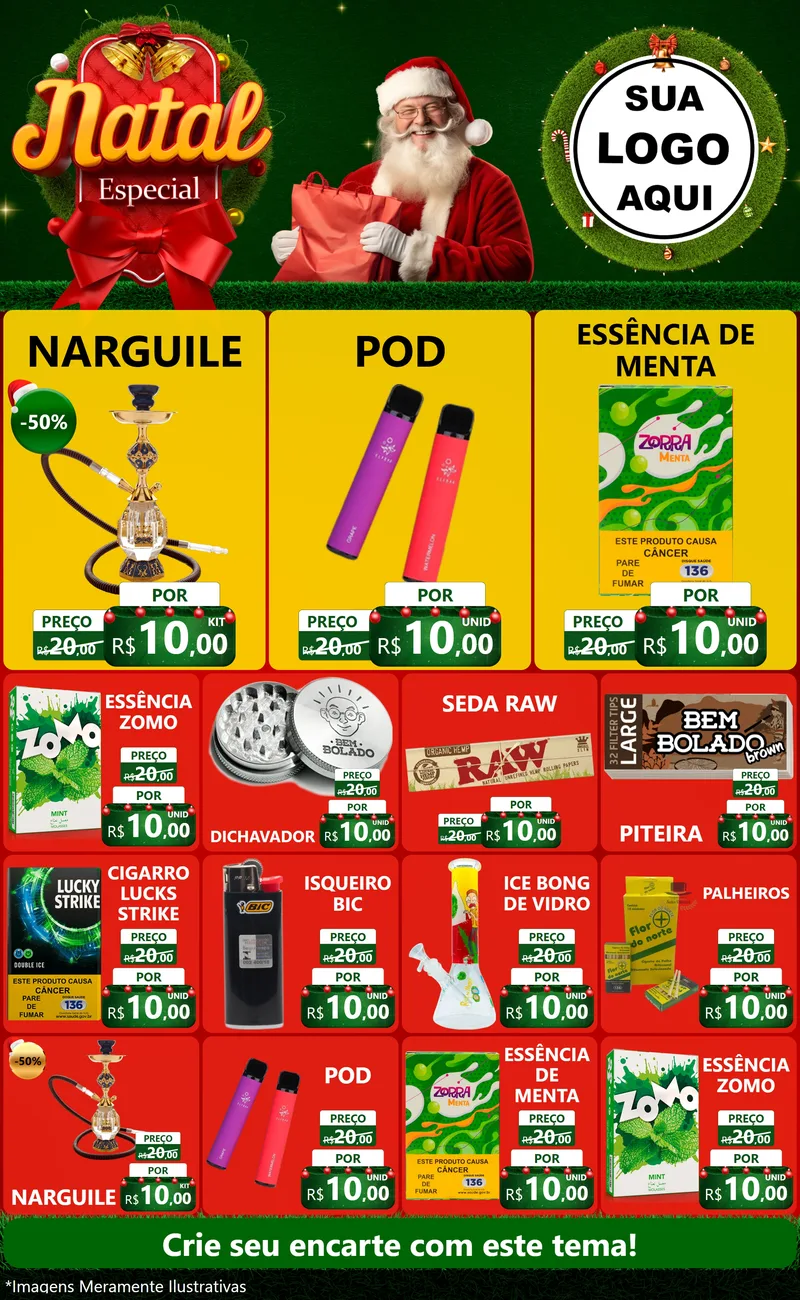 Modelo de Encarte para Encarte Grande com o tema Natal Especial para Tabacaria